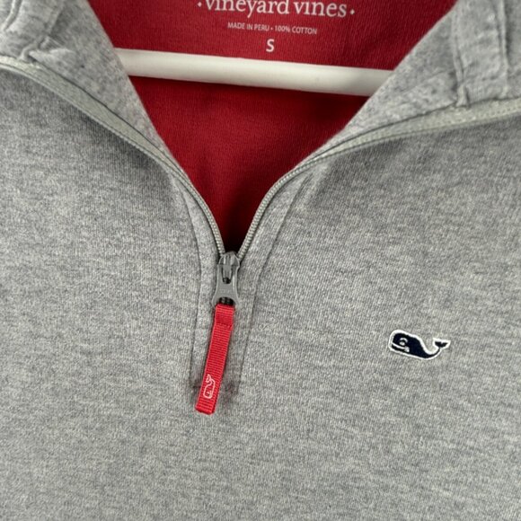 Vineyard Vines USA Flag Print 1/4 Zip Cotton Pullover Sweatshirt Gray Small - Picture 11 of 13
